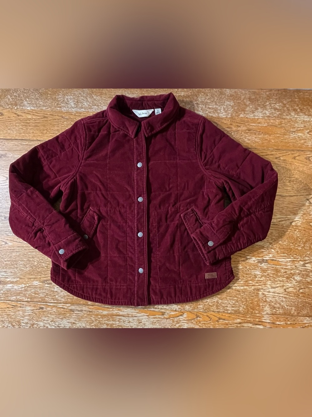 L.L. Bean Quilted Maroon Corduroy Quilted Jacket size medium Womans